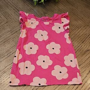 Pink Floral Ruffle Sleeve Top Size 6/7 NEXT